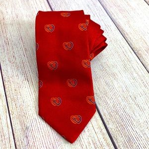 ERMENEGILDO ZEGNA KNIT RED DOUBLE HEART TIE 100% Silk